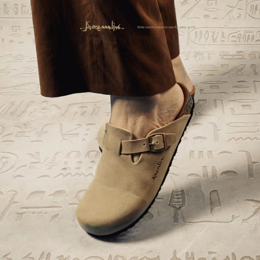 Image of Kremlin Sepatu Sandal Slide - Clog Mule Suede - Khaki - ORB