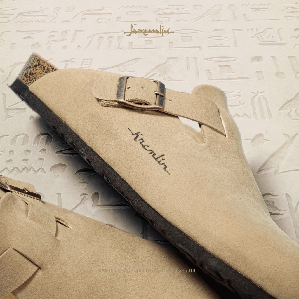 Kremlin Sepatu Sandal Slide - Clog Mule Suede - Khaki - ORB