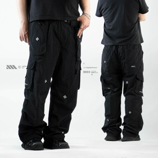 Image of KREMLIN Long Cargo Nylon Cringkle -Black - Pyro