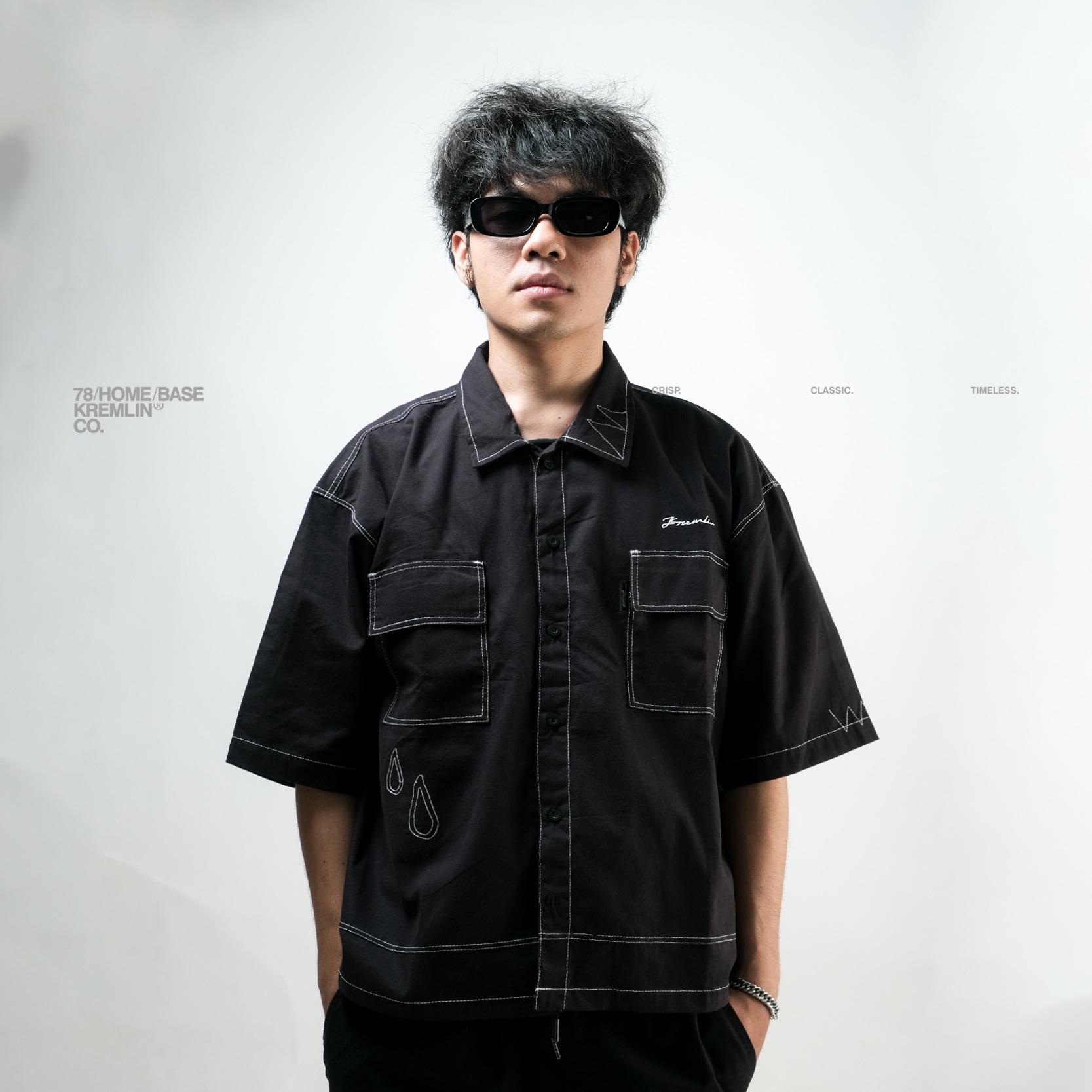 KREMLIN Shirt Kemeja Shortsleeve Boxy Fit Black - SHIRA