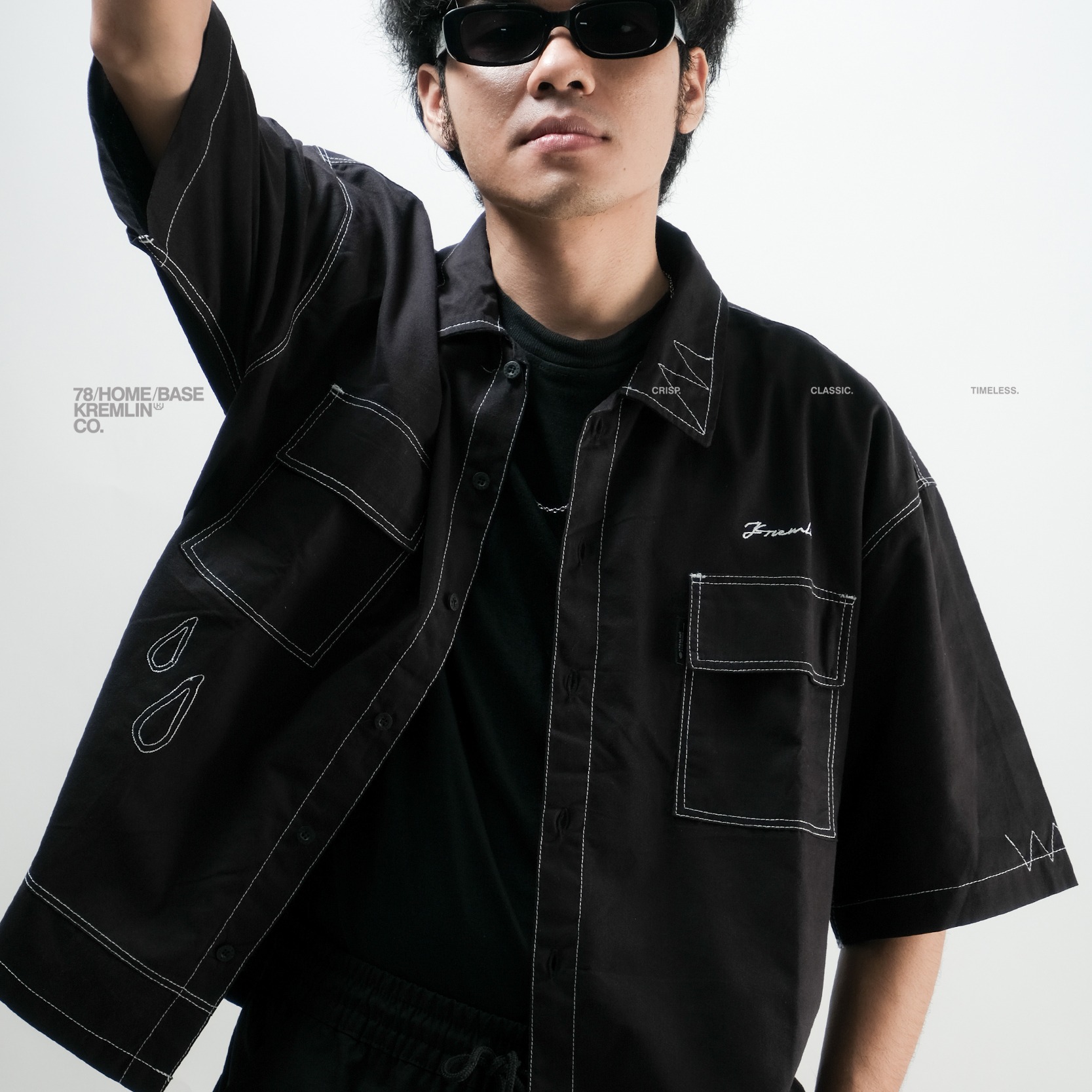 KREMLIN Shirt Kemeja Shortsleeve Boxy Fit Black - SHIRA