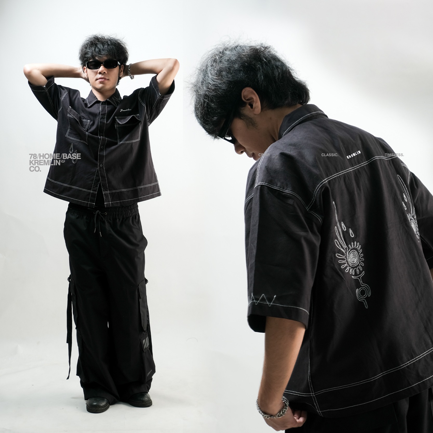 KREMLIN Shirt Kemeja Shortsleeve Boxy Fit Black - SHIRA