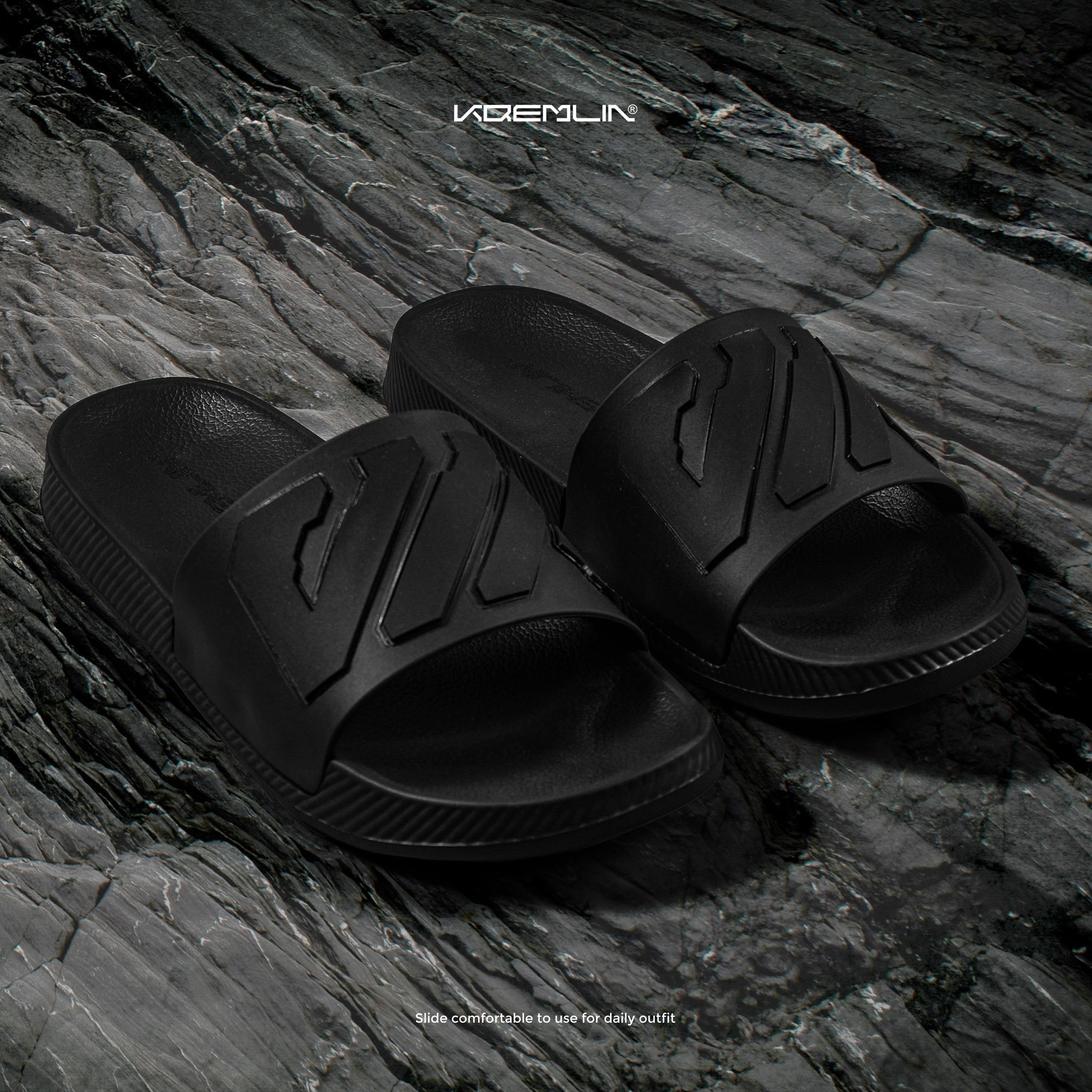 Kremlin Sandal Slide Elastis Slop Black - Silent
