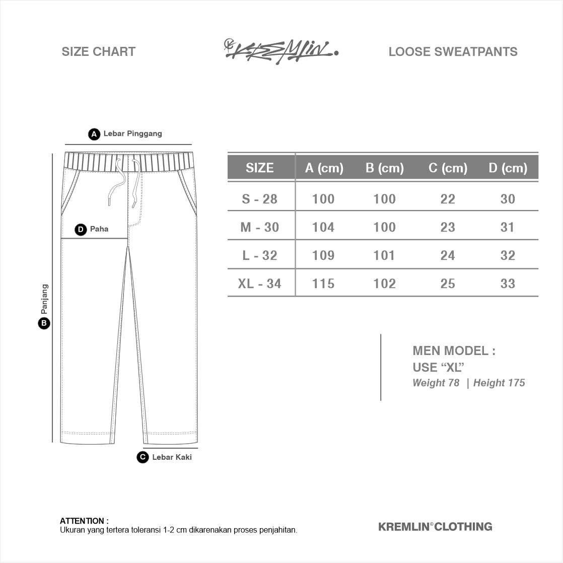 KREMLIN Celana Sweatpants Loose Pants Baggy - 2 lines - Yamazaki