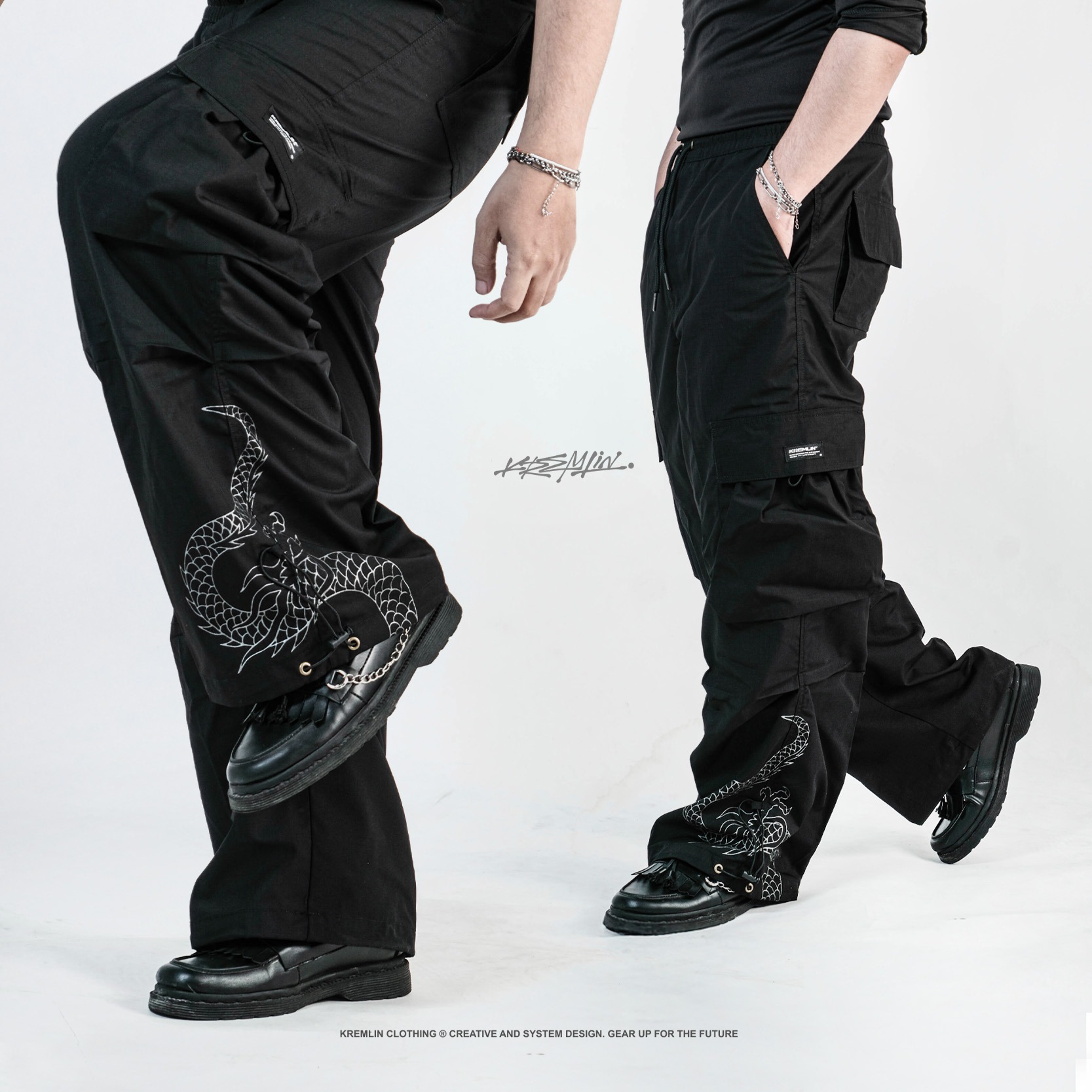 KREMLIN Loose Pants Long Celana Cargo Dragon Techwear - STEGO
