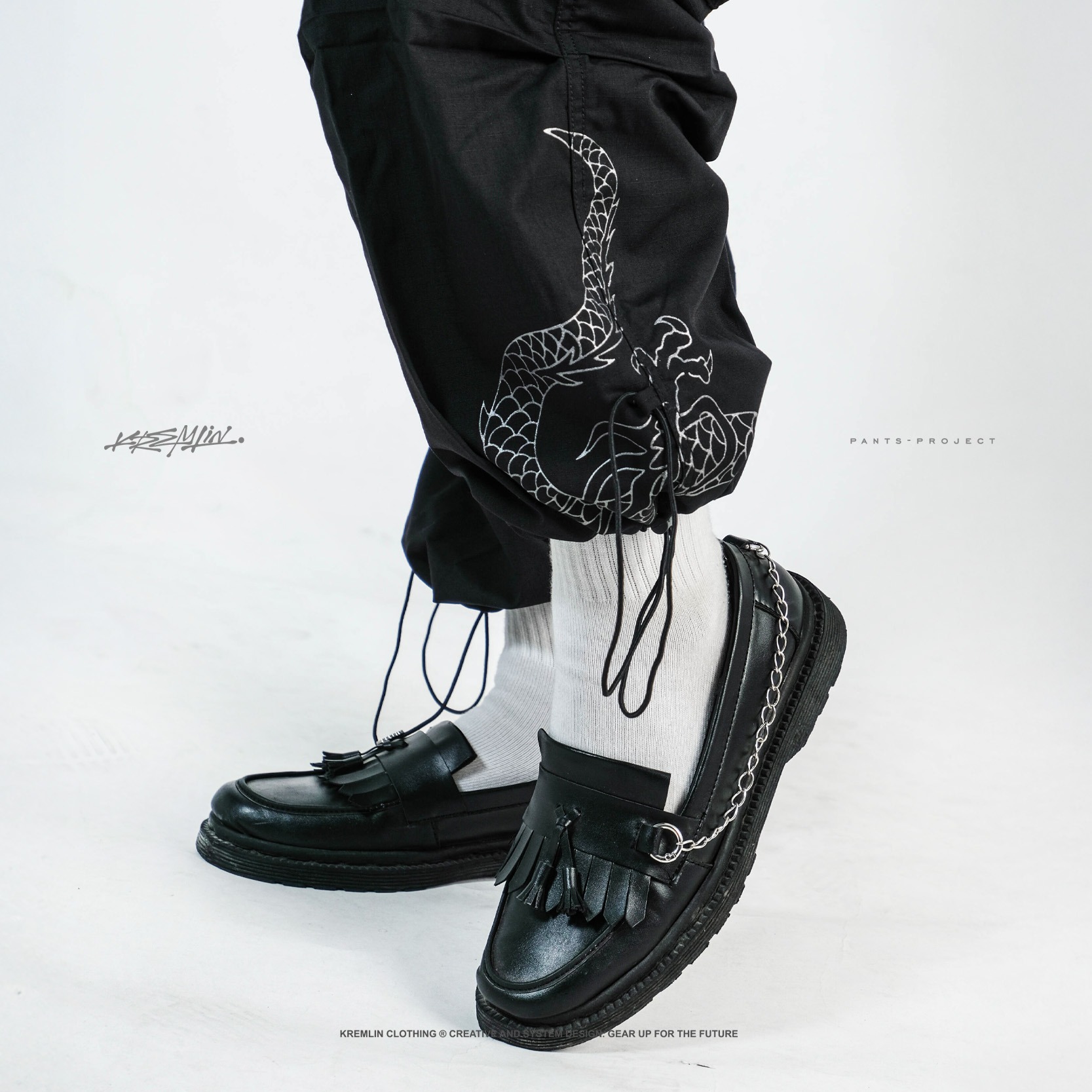 KREMLIN Loose Pants Long Celana Cargo Dragon Techwear - STEGO