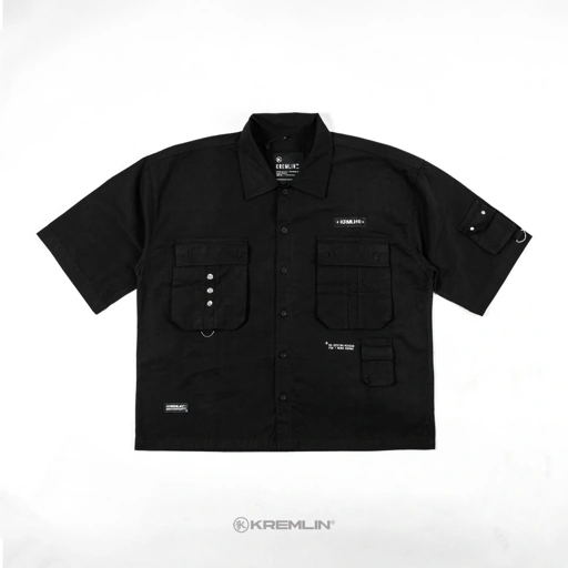 Image of KREMLIN Shirt Kemeja Shortsleeve Boxy Fit Black - TALOS