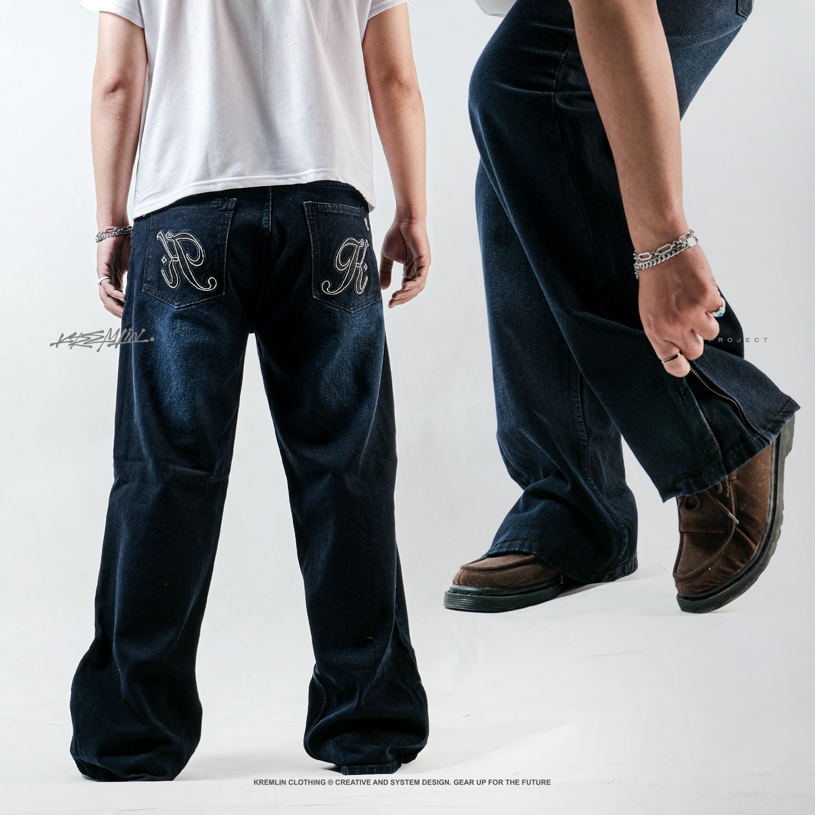 KREMLIN Celana Loose Jeans Denim Wash Dark Blue - VAULT