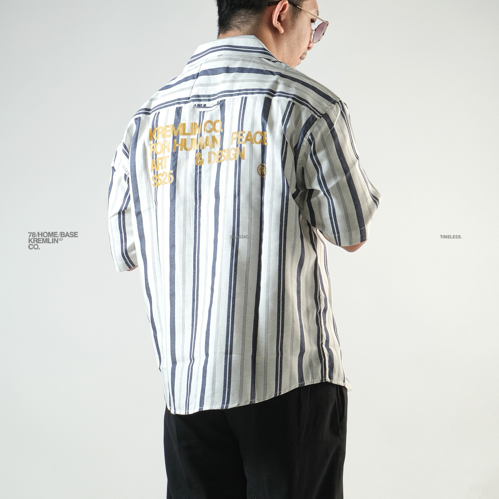 KREMLIN Shirt Kemeja Salur Pinstripe - Oversized - Vega Navy