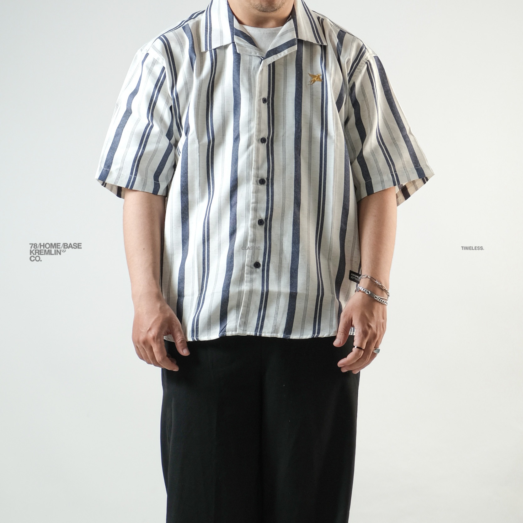 KREMLIN Shirt Kemeja Salur Pinstripe - Oversized - Vega Navy