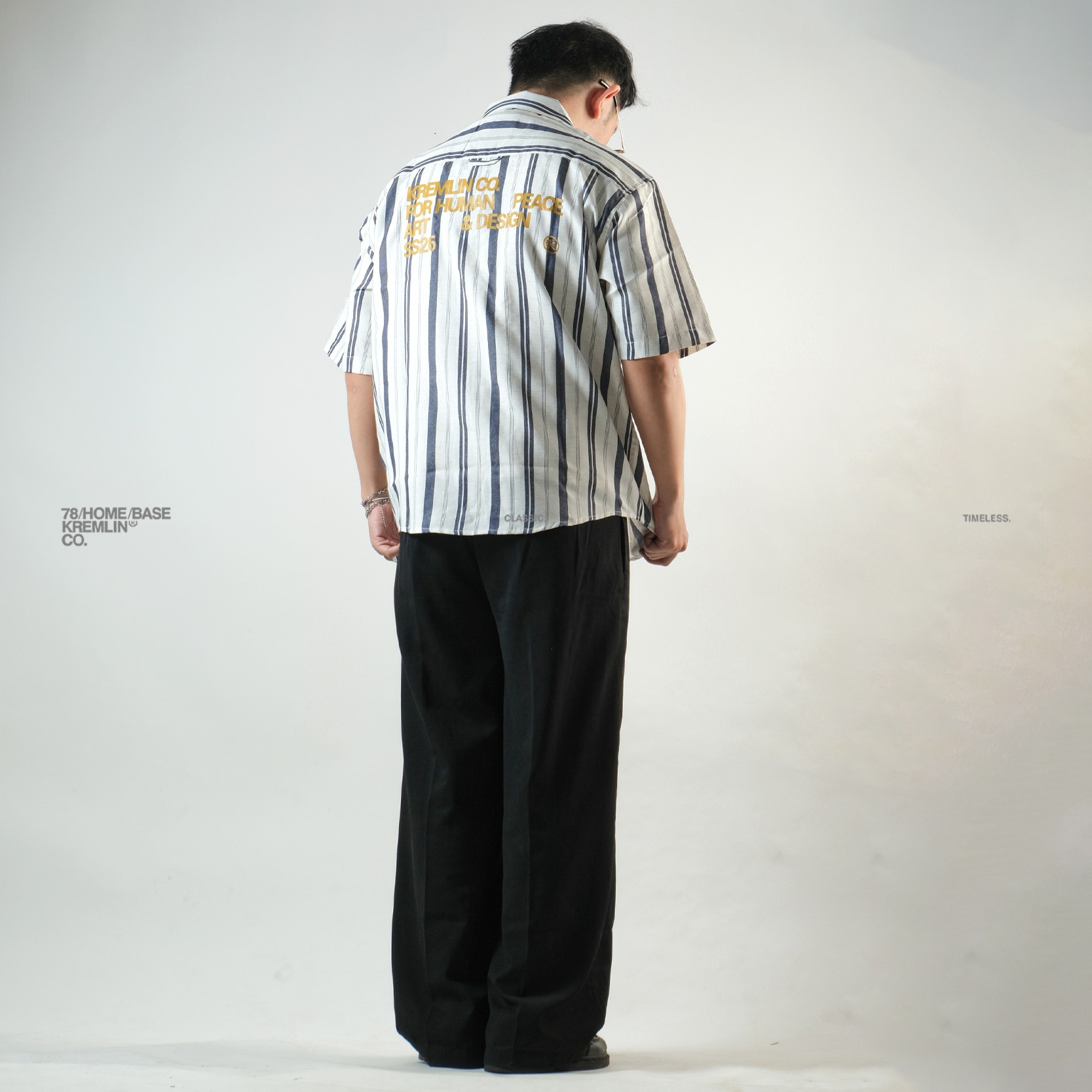 KREMLIN Shirt Kemeja Salur Pinstripe - Oversized - Vega Navy