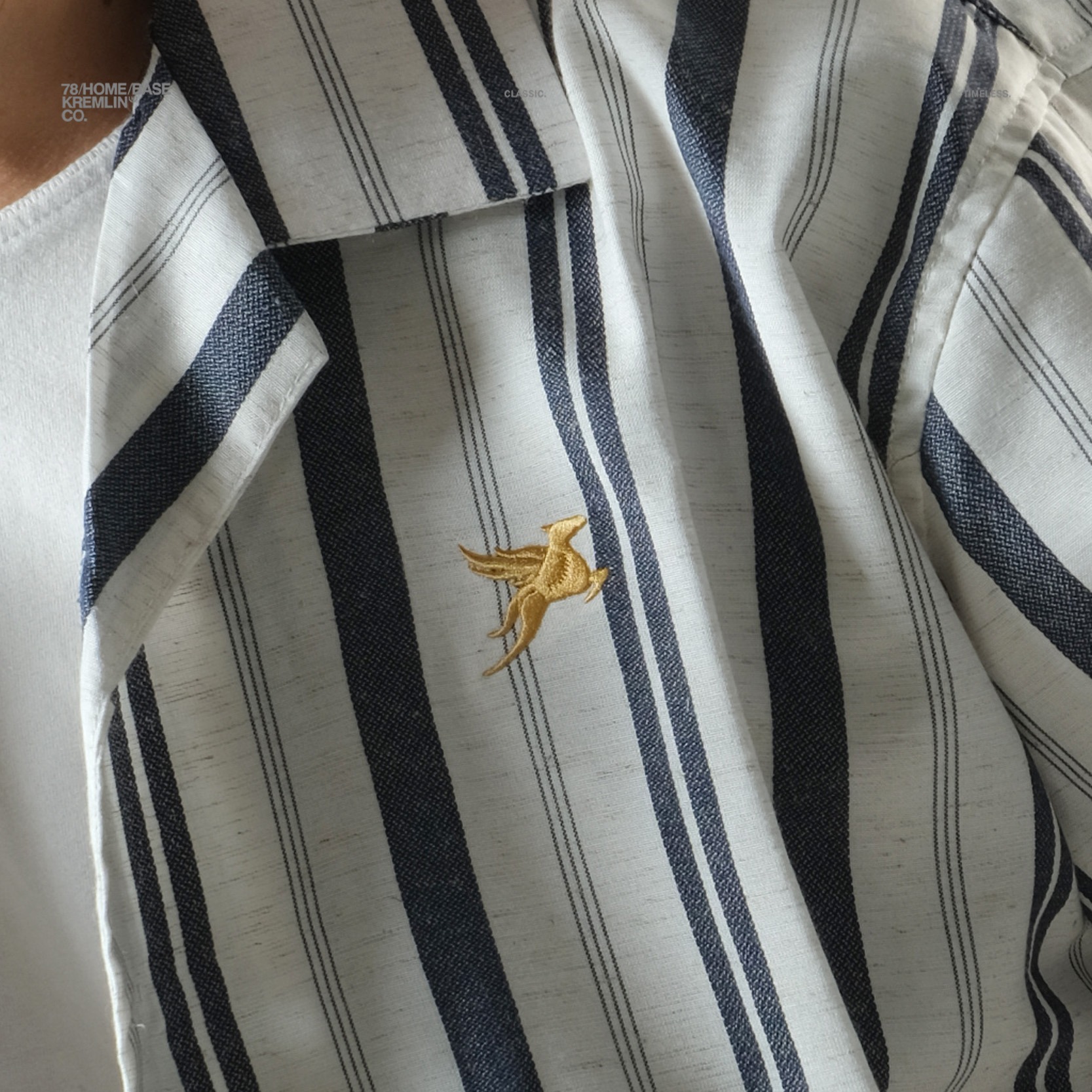 KREMLIN Shirt Kemeja Salur Pinstripe - Oversized - Vega Navy