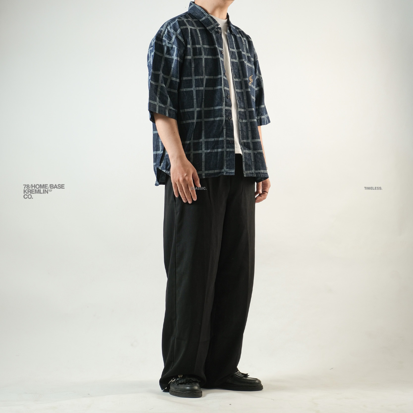 KREMLIN Shirt Kemeja Pattern Stripe Navy - Oversized - Yamato