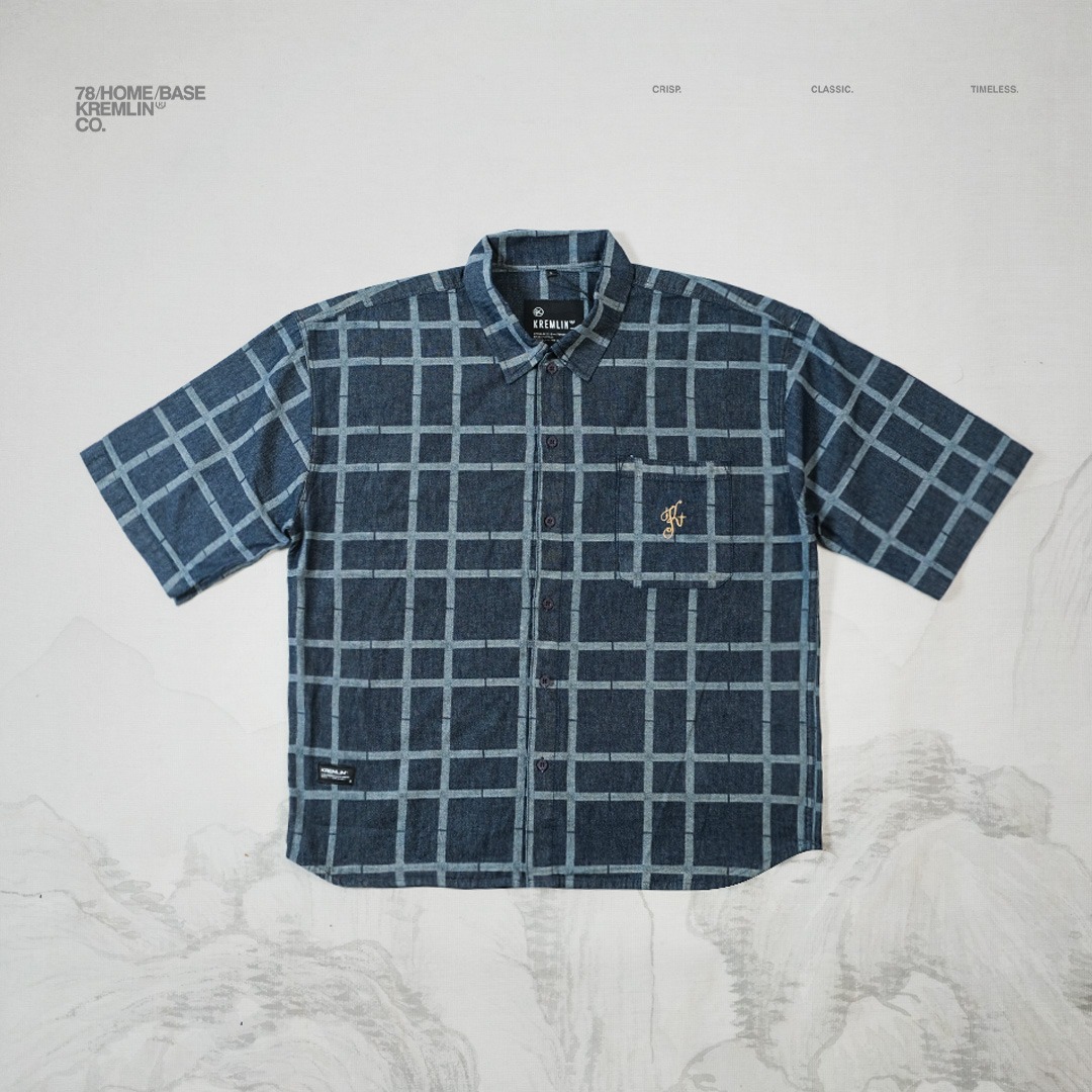 KREMLIN Shirt Kemeja Pattern Stripe Navy - Oversized - Yamato