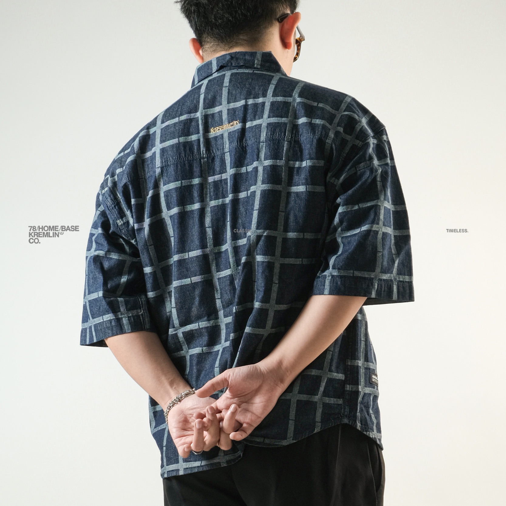 KREMLIN Shirt Kemeja Pattern Stripe Navy - Oversized - Yamato