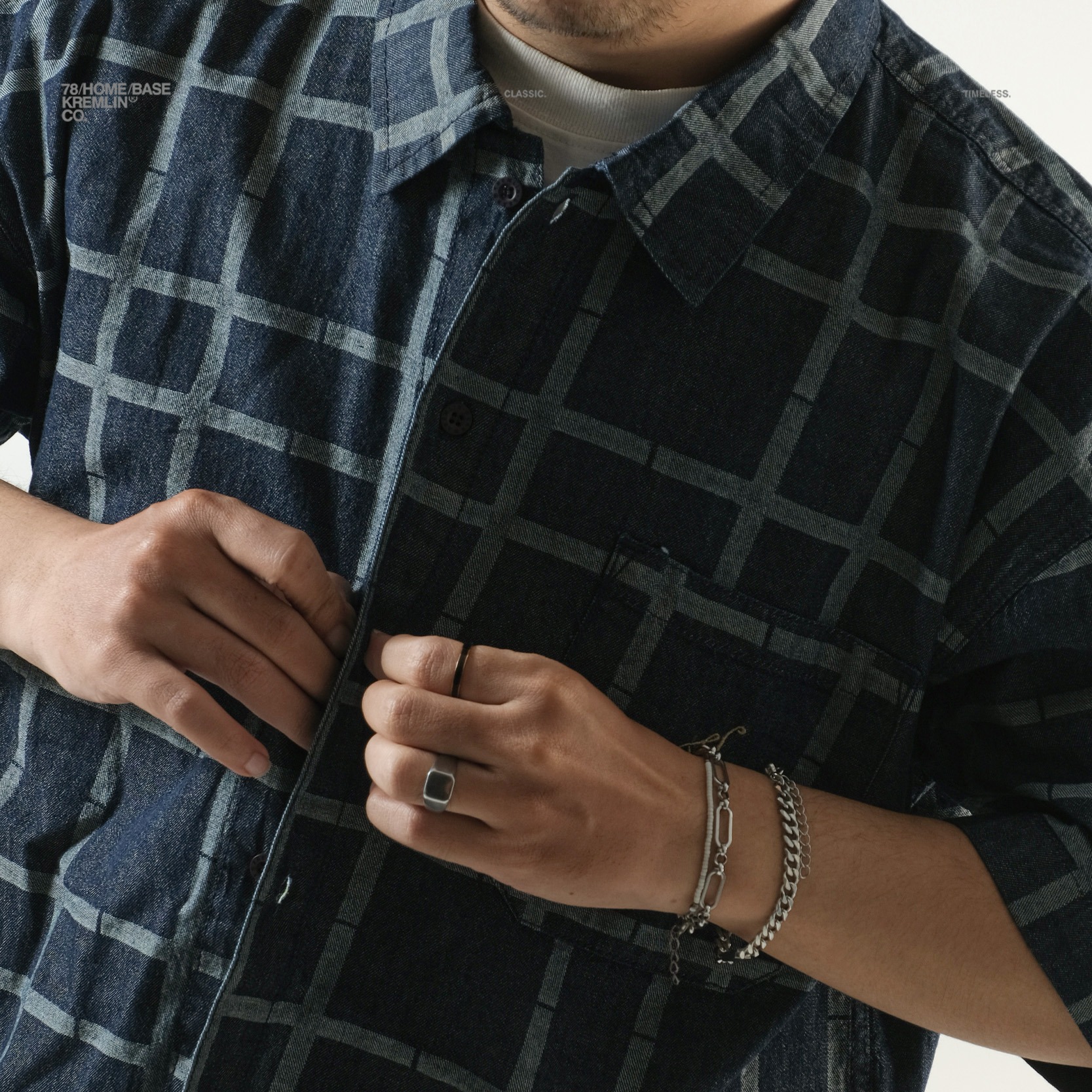KREMLIN Shirt Kemeja Pattern Stripe Navy - Oversized - Yamato