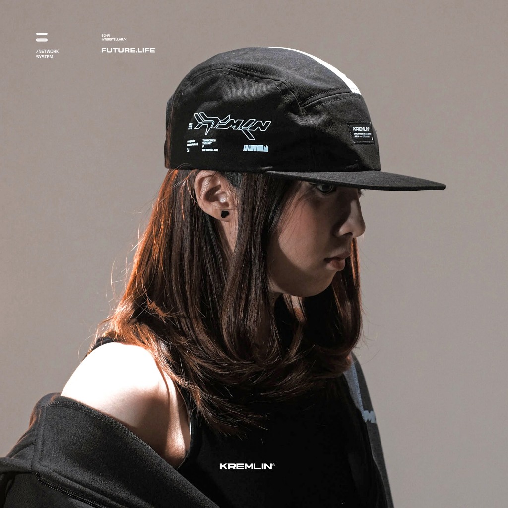 KREMLIN Topi 5 Panel Cap Black White Hat - VECTOR