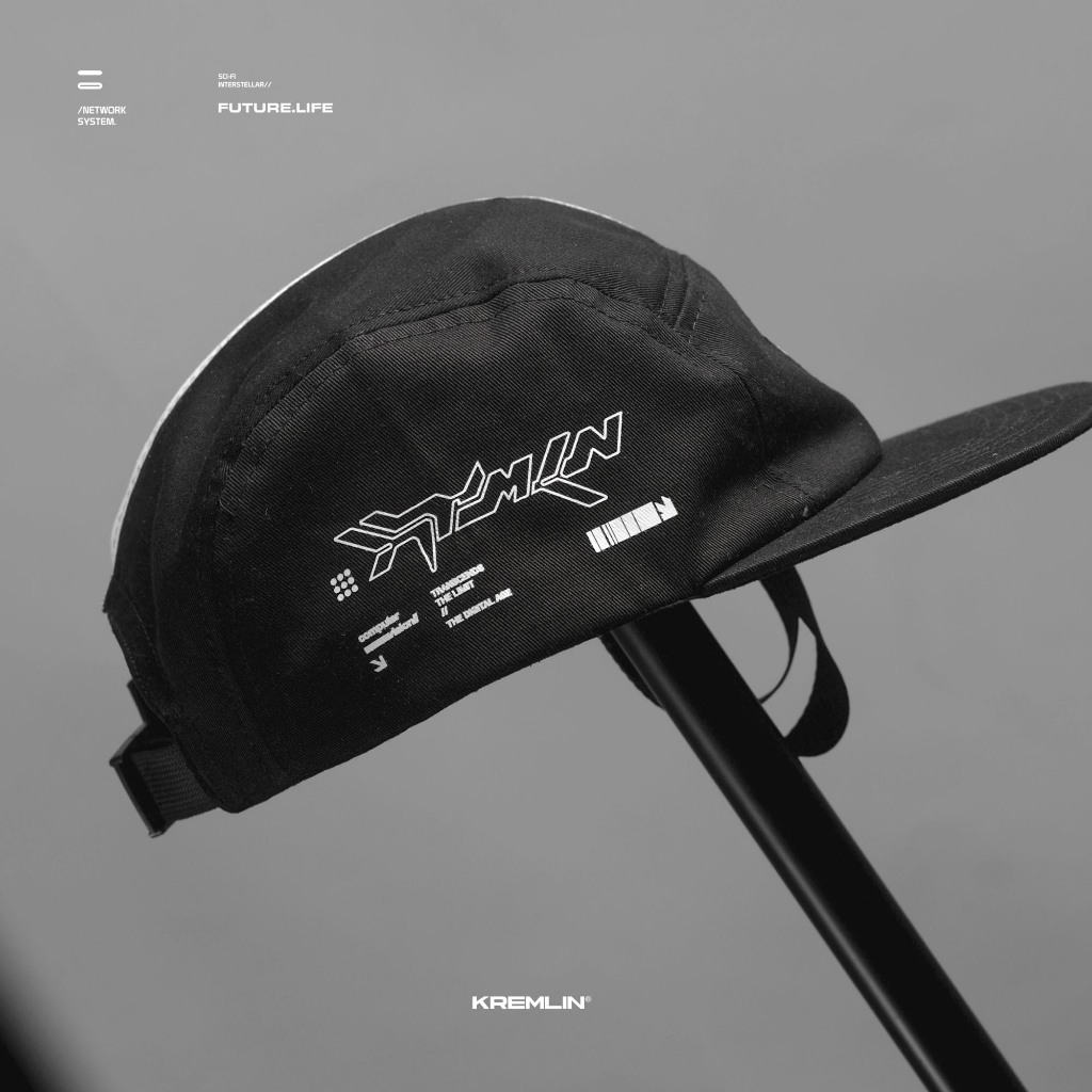 KREMLIN Topi 5 Panel Cap Black White Hat - VECTOR