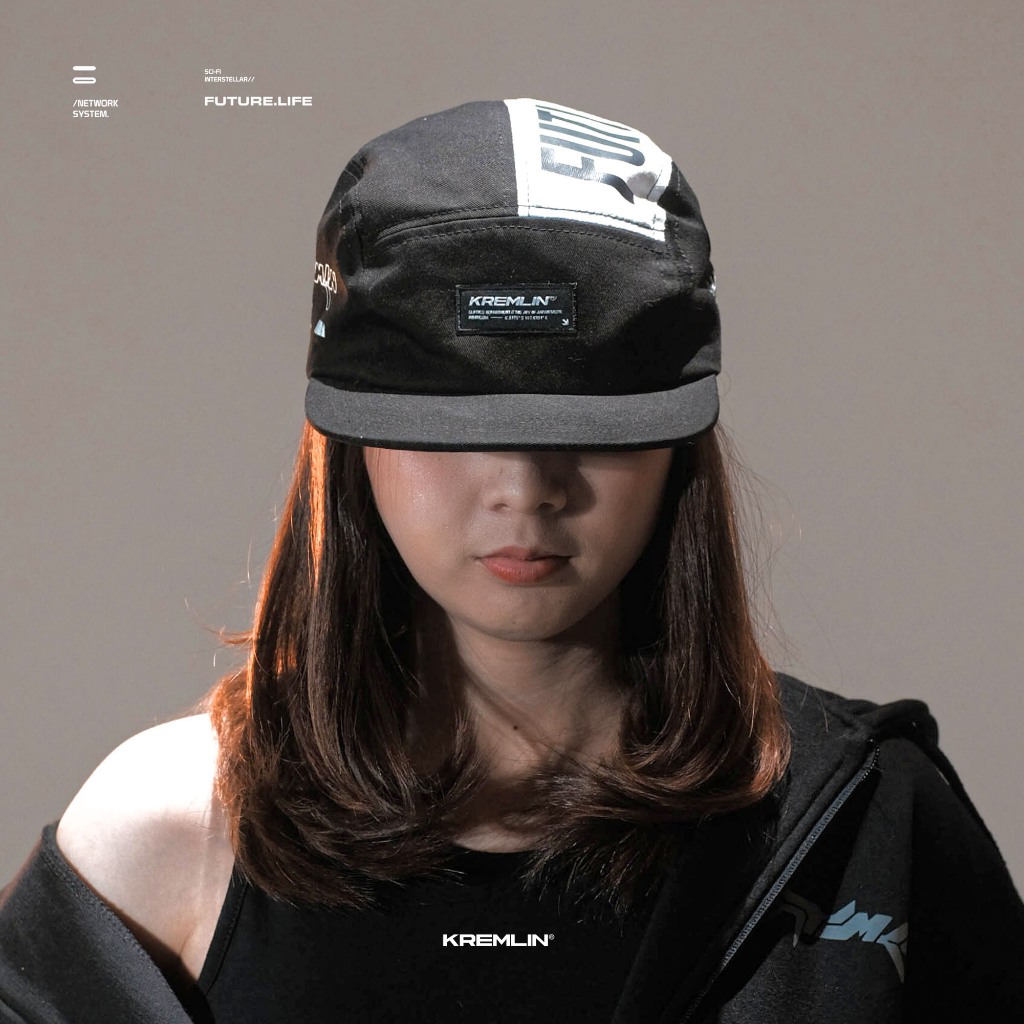 KREMLIN Topi 5 Panel Cap Black White Hat - VECTOR