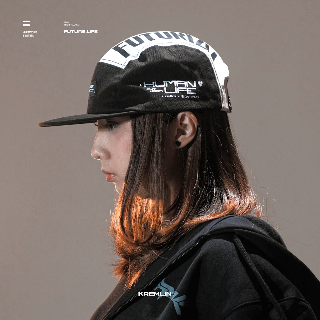 KREMLIN Topi 5 Panel Cap Black White Hat - VECTOR
