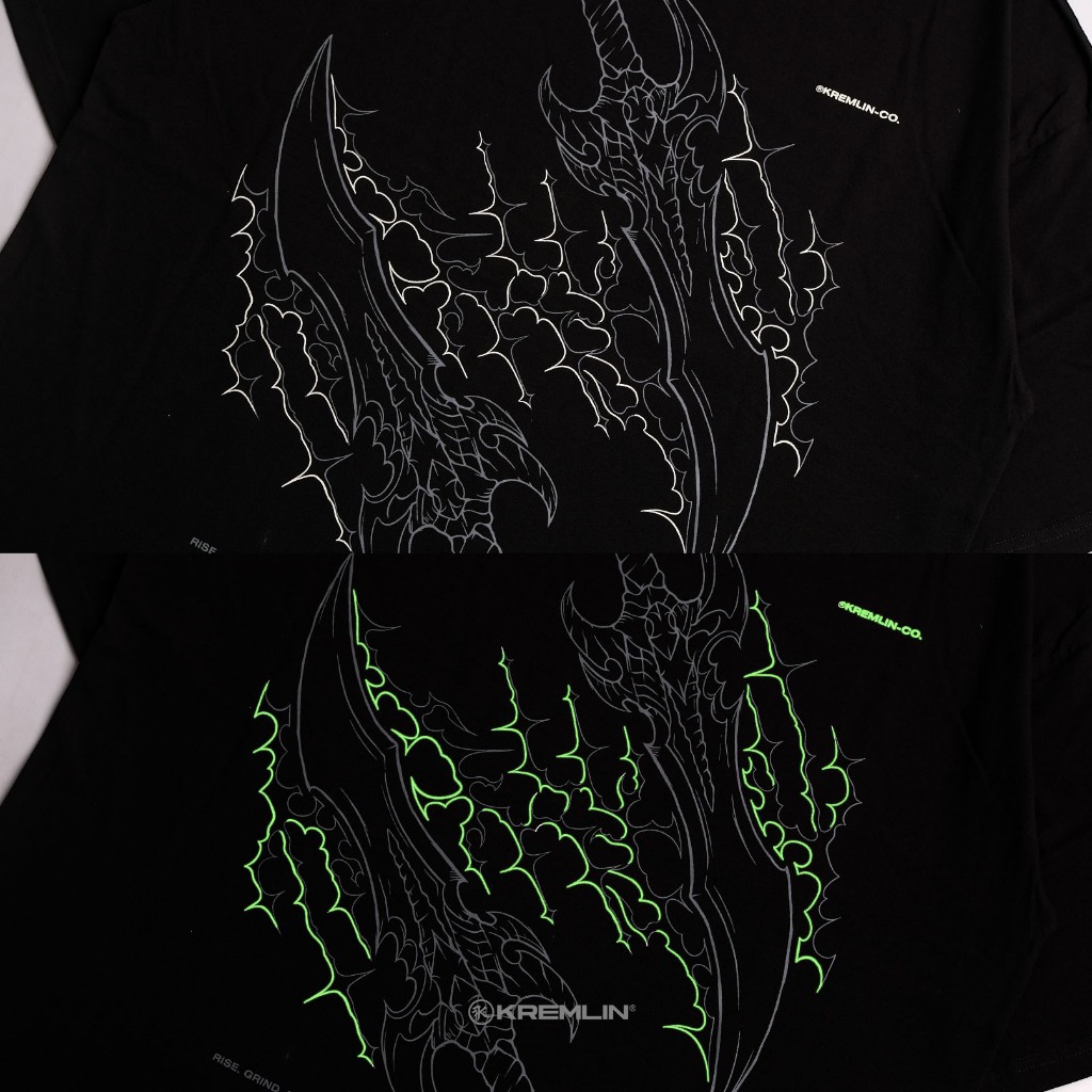 KREMLIN T-Shirt BOXY OS Fit Glow in the Dark Black - RISE