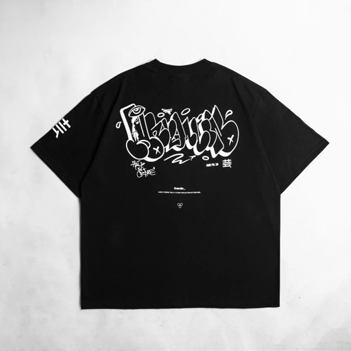 Image of KREMLIN T-Shirt Oversized Relaxed Fit Black Puff - Groove
