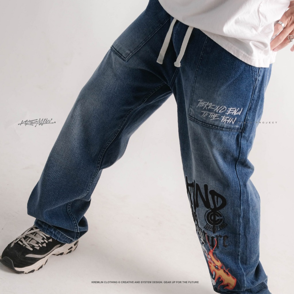 KREMLIN Celana Urban Jeans Denim Bordir Wash Premium - Drip