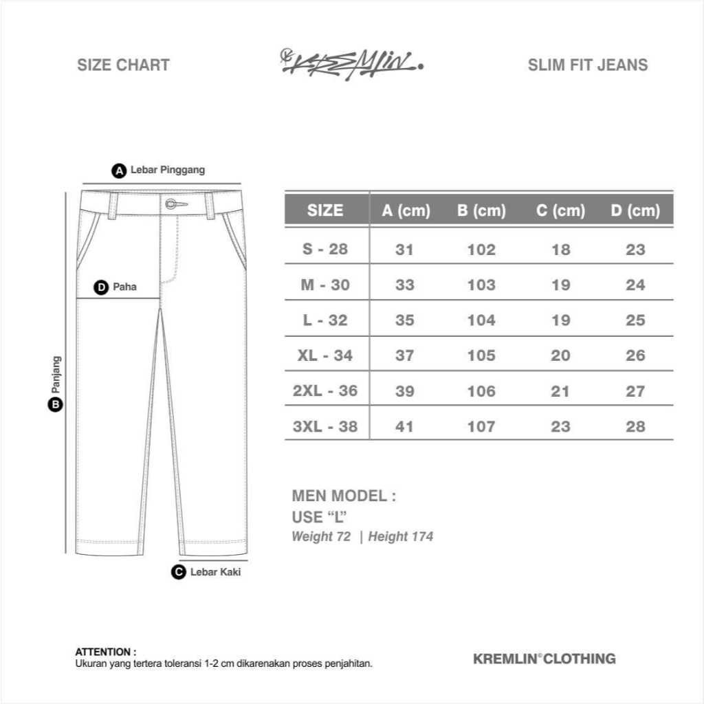 KREMLIN Celana Jeans Pure Black Denim Wash - Signature