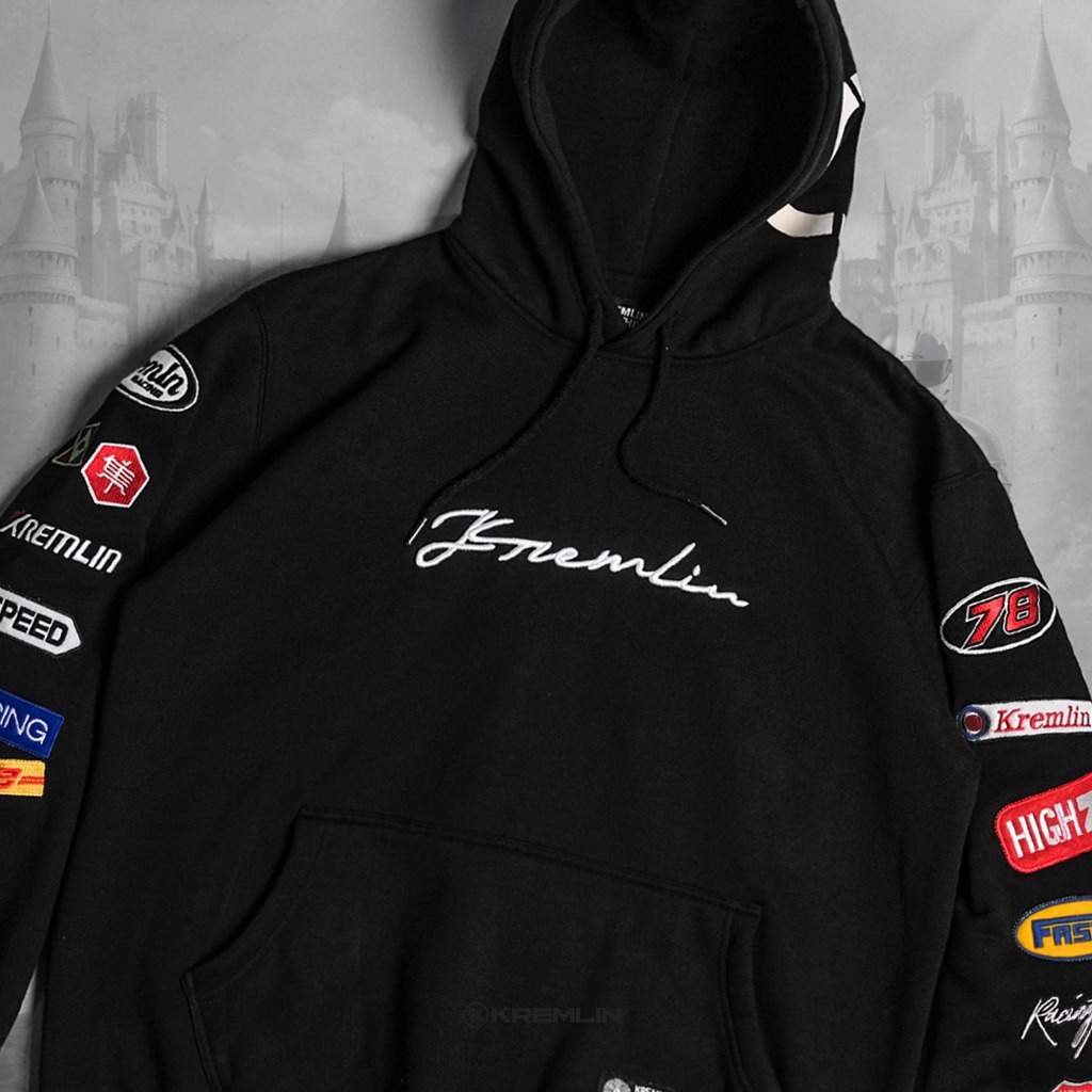 KREMLIN Pullover Hoodie Bordir Ironhorse Series Black - RACER