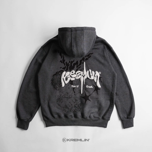 Image of KREMLIN Pullover Hoodie Typo Graphic HD Puff - Mirage