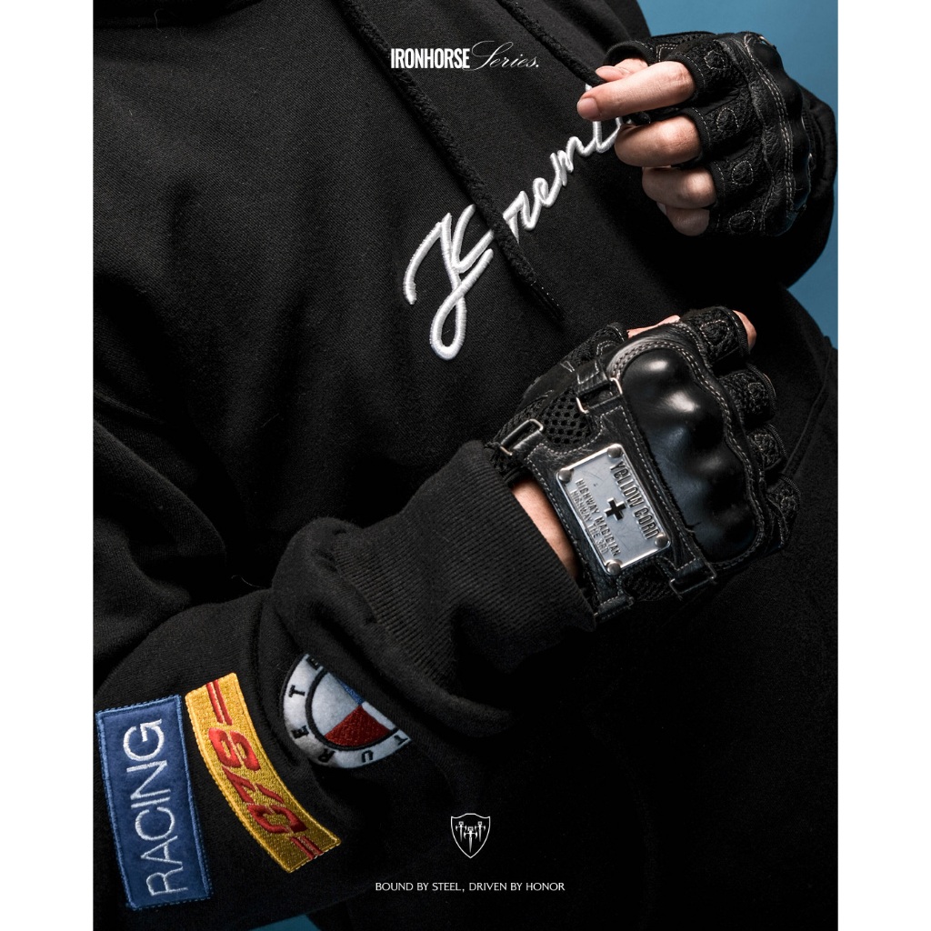 KREMLIN Pullover Hoodie Bordir Ironhorse Series Black - RACER