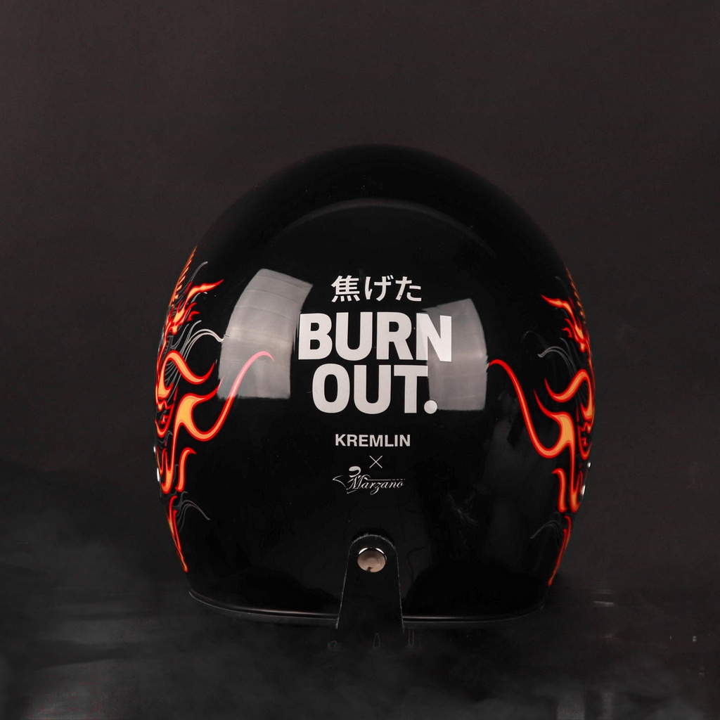 KREMLIN X MARZANO - Helm Retro Hitam Collaboration - BURNOUT