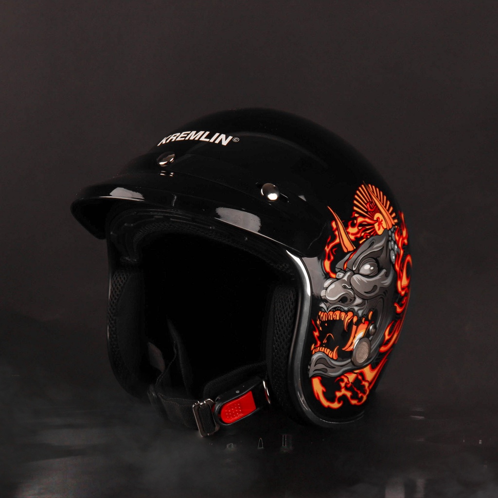 KREMLIN X MARZANO - Helm Retro Hitam Collaboration - BURNOUT