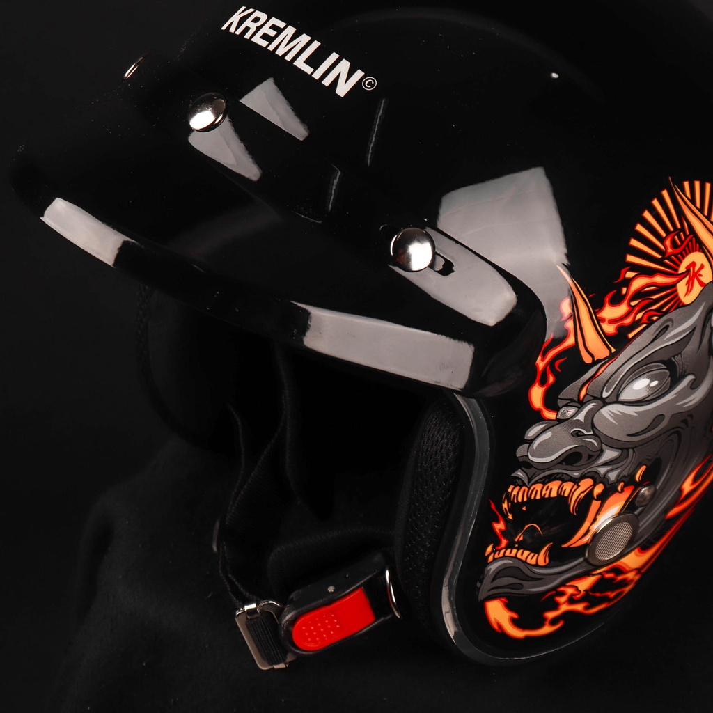 KREMLIN X MARZANO - Helm Retro Hitam Collaboration - BURNOUT