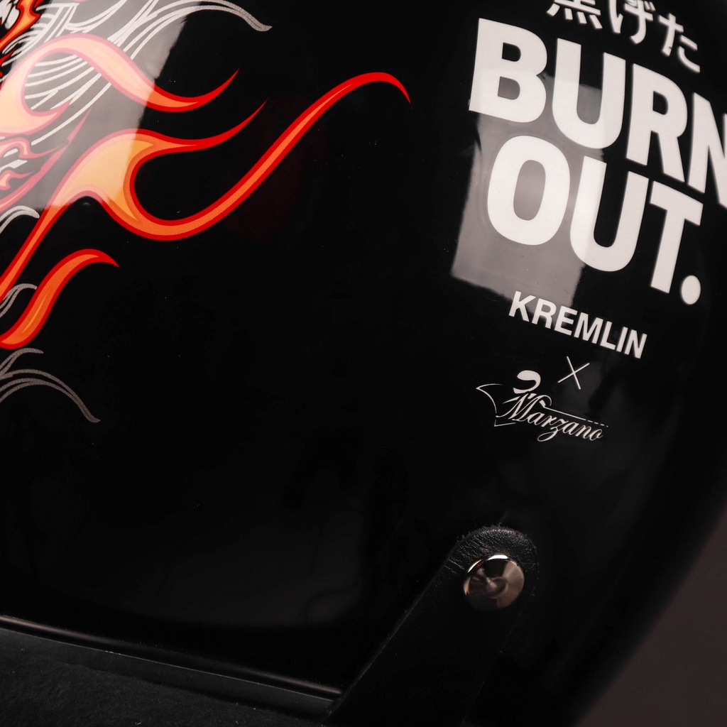 KREMLIN X MARZANO - Helm Retro Hitam Collaboration - BURNOUT