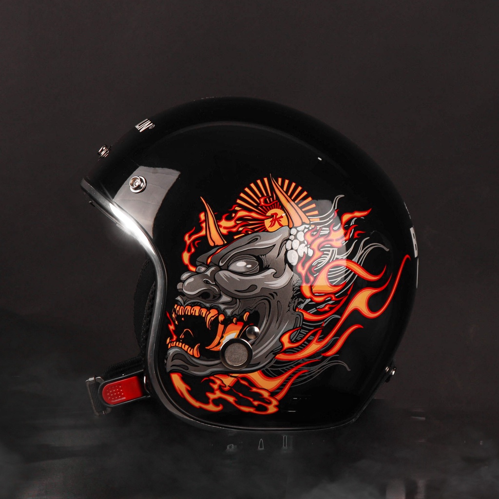 KREMLIN X MARZANO - Helm Retro Hitam Collaboration - BURNOUT