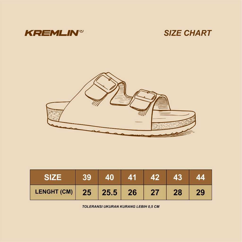 Kremlin Sepatu Sandal Slide - Footbed Two Strap - Brown - Shaker