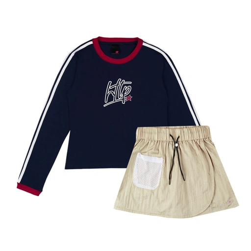 Image of HTTP WOMEN - Bundling Longsleeve Serra Navy Skorts Rok 