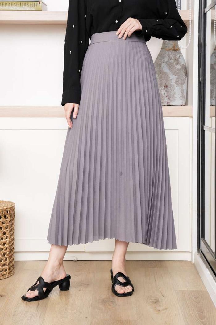 Aviya Pleated Skirt Pebble Grey
