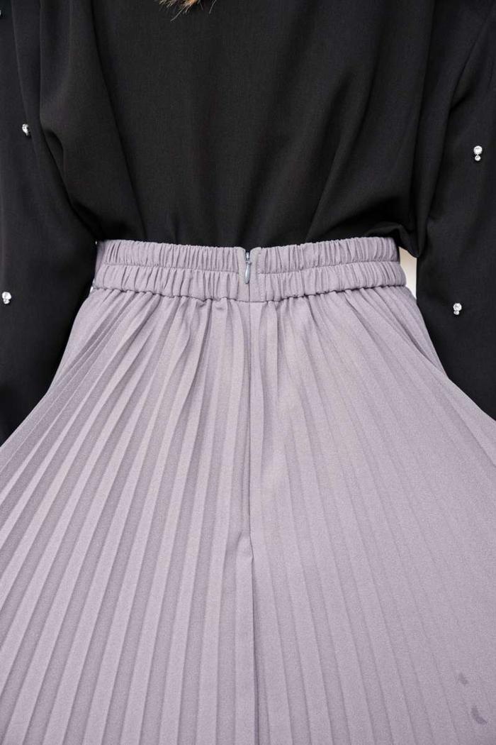 Aviya Pleated Skirt Pebble Grey