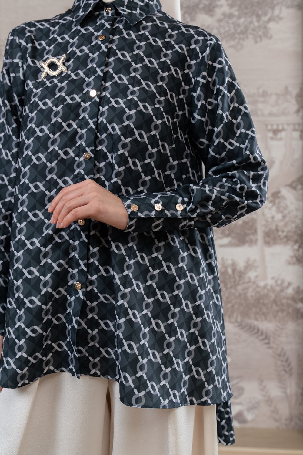 Monogram Pleated Shirt