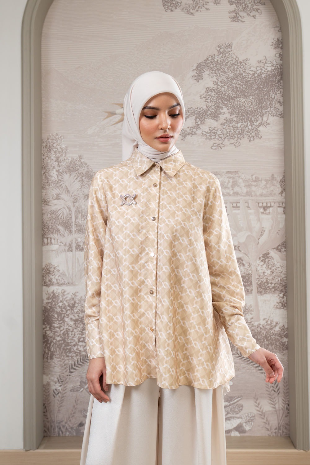 Monogram Pleated Shirt