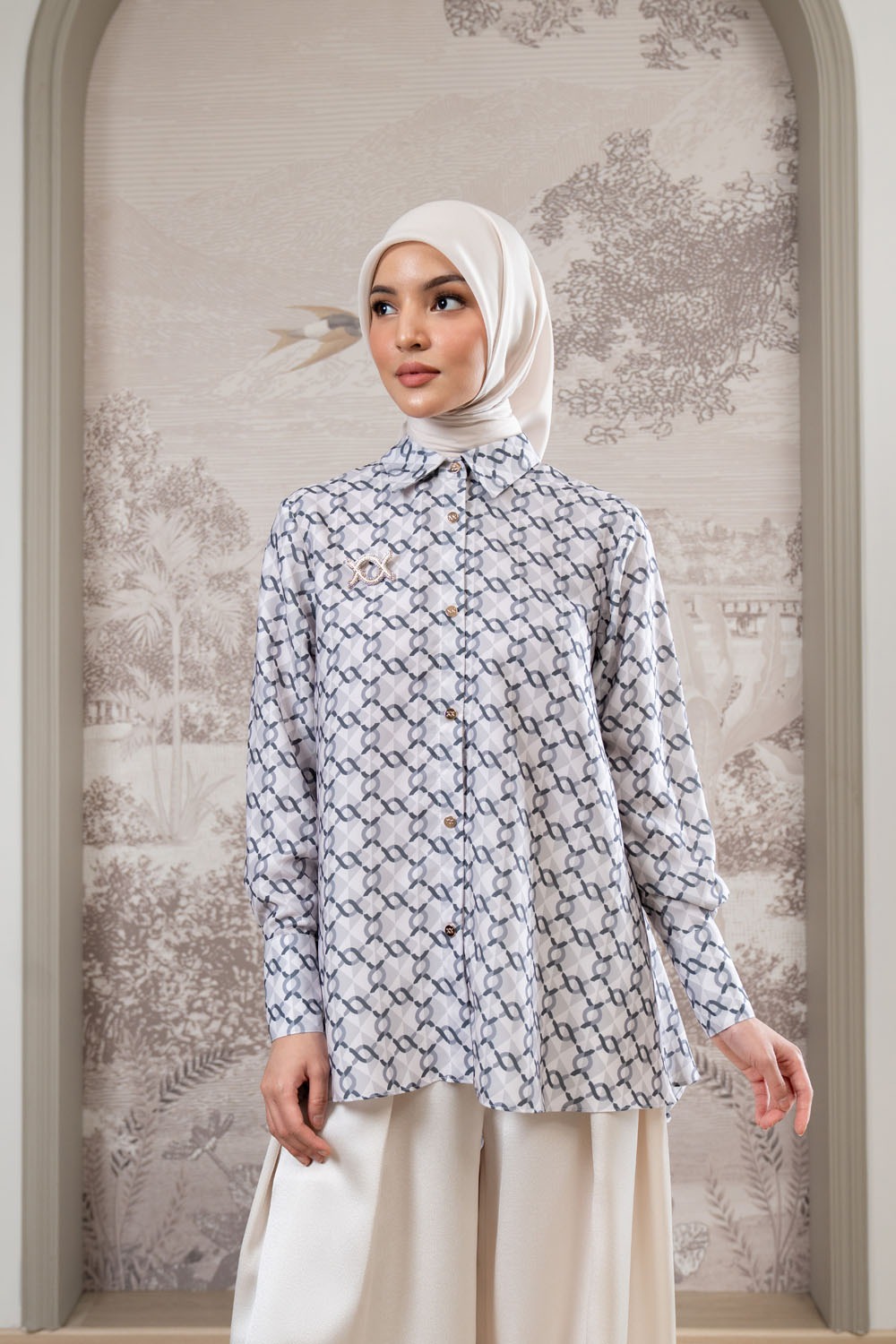 Monogram Pleated Shirt