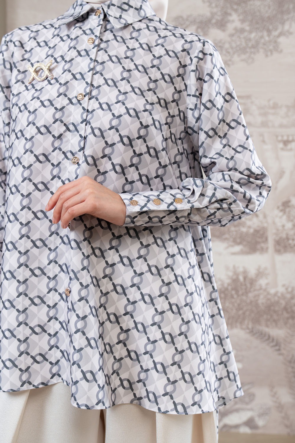 Monogram Pleated Shirt