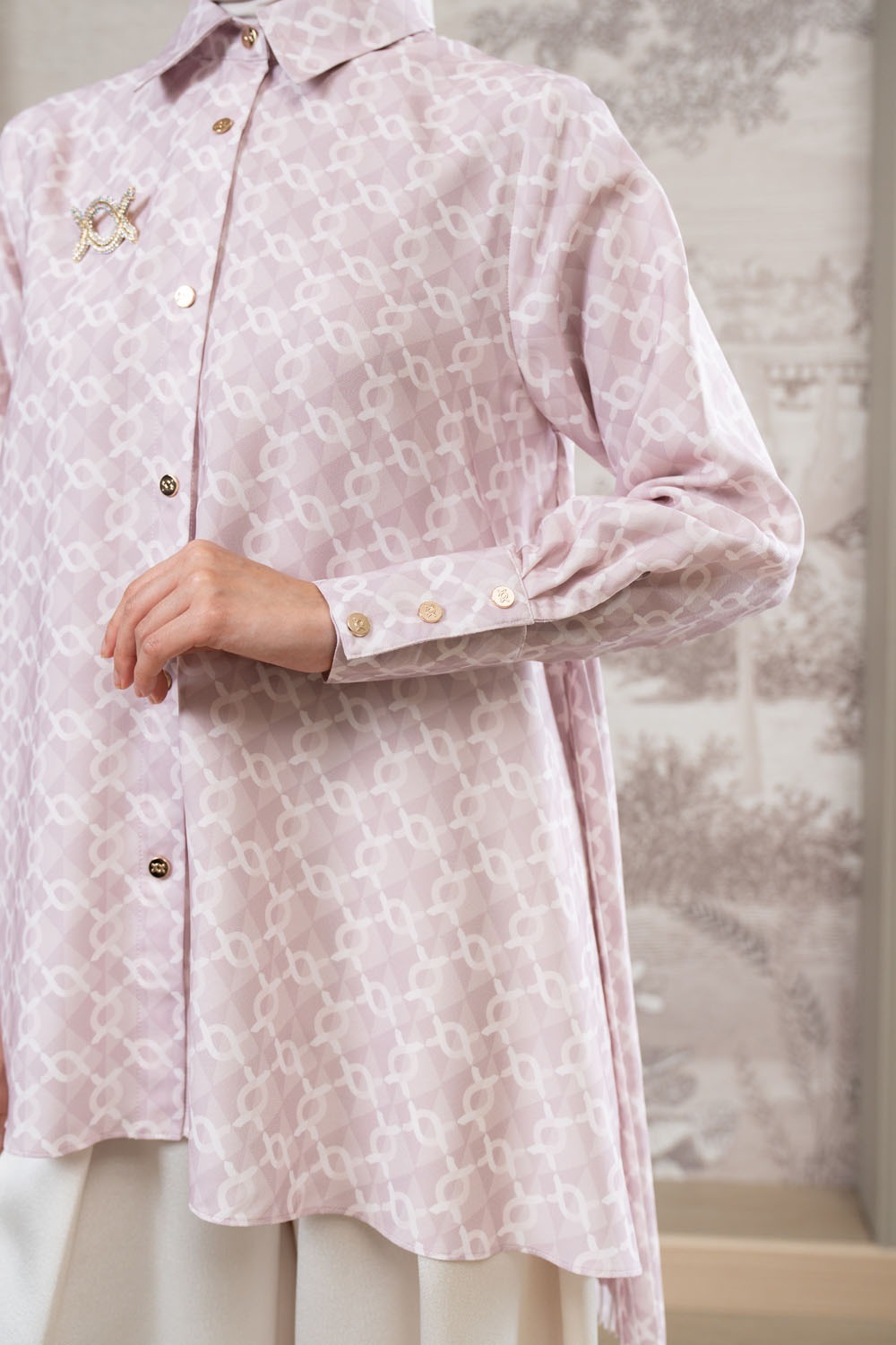 Monogram Pleated Shirt