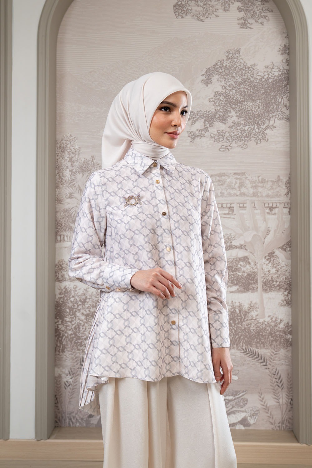 Monogram Pleated Shirt