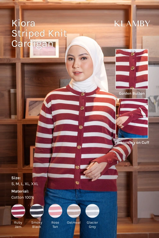 Kiora Striped Knit Cardigan Ruby Jam