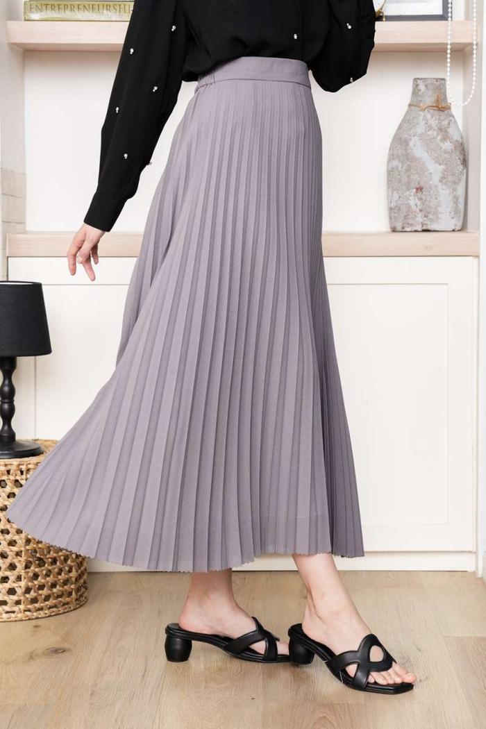 Aviya Pleated Skirt Pebble Grey