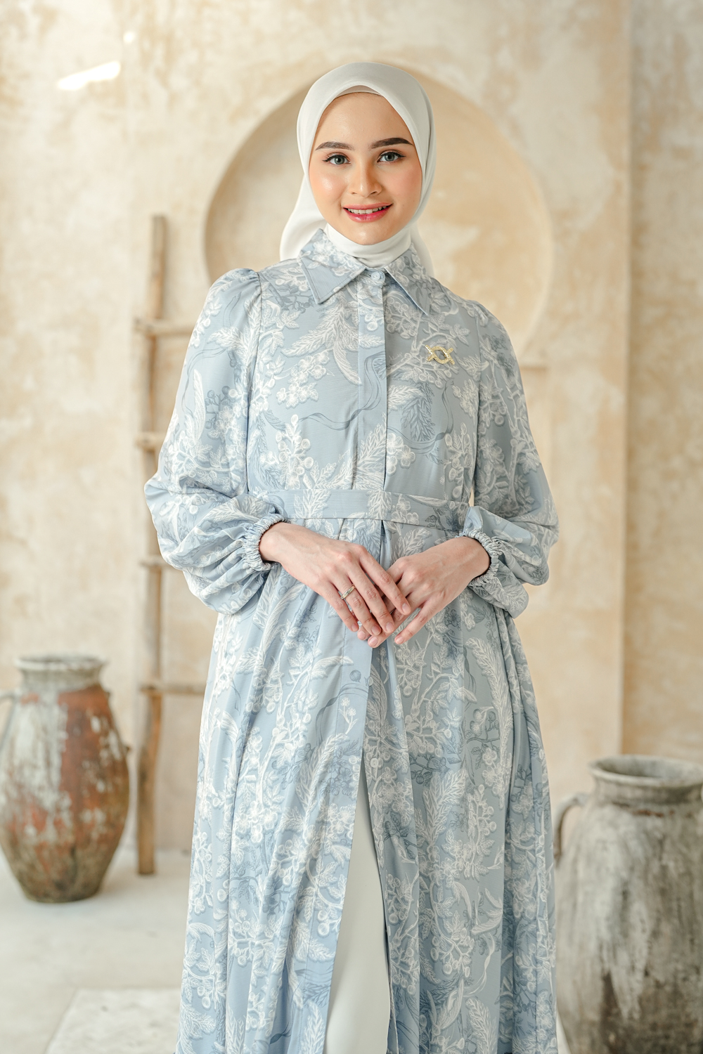 Ruby Collar Dress Lagoon Breeze
