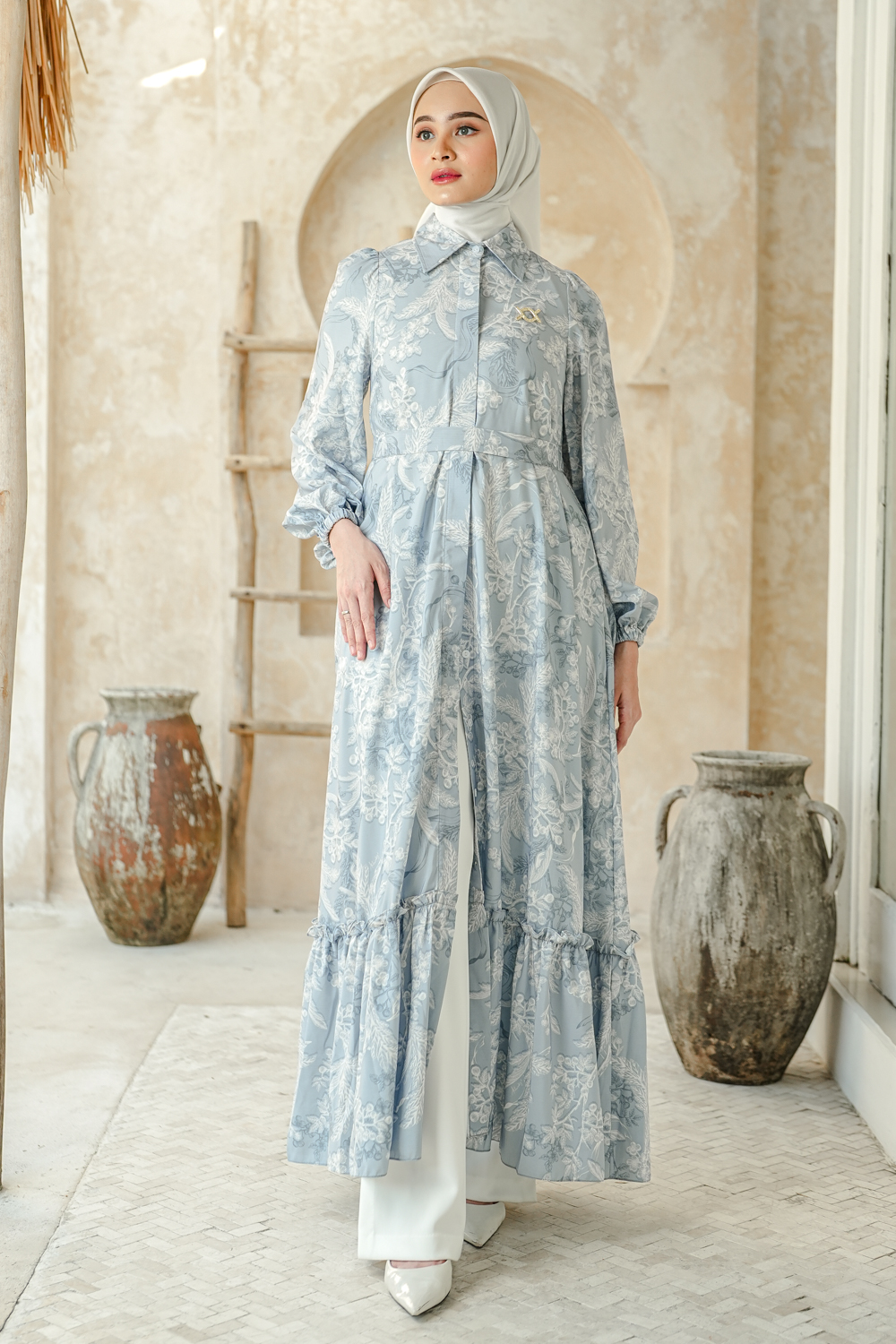 Ruby Collar Dress Lagoon Breeze